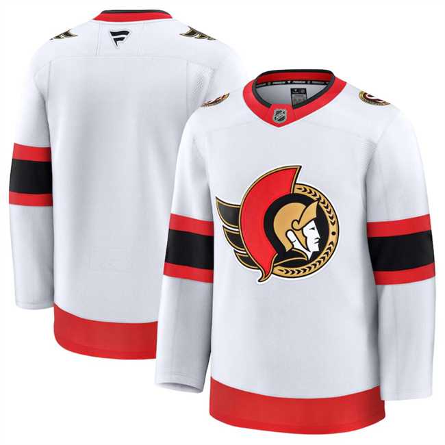 Mens Ottawa Senators Custom White 2024-25 Away Stitched Hockey Jersey->customized nhl jersey->Custom Jersey